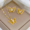 European and American Cute Micro-inlaid Butterfly Necklace Earrings Set Classic Light Transparent Stainless Steel - Image 23