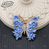 Blue White Porcelain Style Enamel Animal Brooch Rhinestone Crystal Butterfly Peacock Sheep Lapel Pin Vintage Women Jewelry Gift - Image 8
