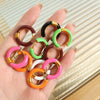 Colorful Enamel Stainless Steel Hoop Earrings for Women Geometric Round Circle Earrings Gold Color Jewelry - Image 3