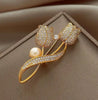 Crystal Red Color Two Tulip Flower Brooch For Women CZ Full Of Rhinestone Leaf Shiny Lapel Pins Wedding Party Badge Jewelry - Image 10