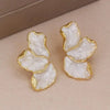 Irregular Metal White Cream Enamel Irregular Petal Flower Earrings for Women Girls Classic Jewelry Gifts - Image 2