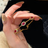Classic design inlay diamond oval ruby bracelet elastic adjustable light retro bracelets party jewelry - Image 1