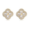 Golden Plated Inlaid CZ Stone Flower Shape Stud Earrings Sparkling Multi-colour 4-Leaf Flower Earrings Romantic Jewelry - Image 6
