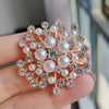 Snowflake Pearl Crystal Brooch Large Snowflake Flower Brooch Pins Women's Jewelry - Image 5