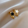 Stainless Steel Five-Petal Flower Ring in Multiple Colors - Image 3
