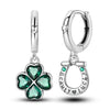 Colorful Cubic Zirconia Huggie Hoop Earrings in Flower Butterfly and Clover Designs - Image 13