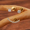 3pcs/Set Titanium 16G Happy Smile Stud Earrings with Cubic Zirconia Internally Threaded Flat Back Piercing - Image 4