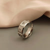 European and American style square textured stainless steel ring, high-quality jewelry, wedding party accessories - Image 1