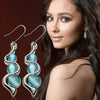 Women Blue Opal Earrings Elegant Drop Dangle Bohemian Cat Eye Stone Wavy Statement Earrings for Wedding Party Jewelry - Image 5