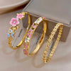 Stackable Stainless Steel Bracelet Bangle Women Boho Enamel Dripping Oil Flower Cuff Bracelet Hand Jewelry - Image 5