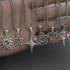 Y2K Star Sun Spiral Pendant Necklace Set Silver Tone Geometric Star Chain Necklaces for Men Women Punk Streetwear - Image 9