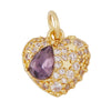 Brass Heart with CZ Zirconia Paved Charm Pendant, Gold Plated Zircon Jewelry Finding Supplies - Image 25