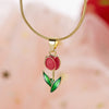 Creative Rotatable Pink Flower Necklace For Women Titanium Steel Rotatable Spinner Clavicle Choker Jewelry - Image 12