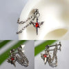 Stainless Steel Red Zircon Wing Chain Piercing Earring for Women Men Gothic Silver Color Rivet Ear Bone Nail Earring Y2K Jewelry - Image 4