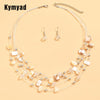 Colorful Shell Crystal Necklaces Earrings Set For Women Multilayer Choker Necklace Women Crystal Earring Jewelry Sets - Image 2