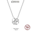 Silver Two-Way Inlaid Stone Four-Leaf Clover Heart Necklace For Women Elegant Party Jewelry Female Pendant Gifts - Image 1