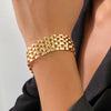 Punk Wide Lattice Thick Chain Bracelets for Women Chunky Hand Chains Charms Bracelets Ladies Jewelry Gifts - Image 1