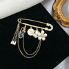 Vintage Pearl Flower Tassel Pendant Brooches For Woman Elegant Crystal Chain Brooch Clothing Pins Office Party Jewelry Lady Gift - Image 1