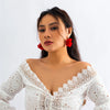 Bohemia Fabric Rose Flower Pendant Hoop Earrings For Women Kpop Colorful Earrings Party Jewelry Y2K Accessories - Image 11