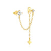 1pc Silver Shimmering Clear CZ Zircon Ear Cuff With Chain Tassel Stud For Women Gift Cartilage Clip Earrings - Image 9