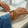 Yori Stone Blue Turquoise Stainless Steel Ribbed Bracelet Gold Plated Gift Gold Pvd Plated Jewelry - Image 3