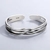 Retro Wave Braided Bracelets Silver Jewelry Personality Geometric Opening Bangles - Image 1