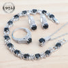 Silver Jewelry Sets For Women Wedding Jewelry Ladies Purple Zircon Earrings Bracelets Set Rings Pendant Necklace - Image 12