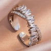 Zircon Shiny Chic Resizable Double Student Opening Rings for Woman Silver Color Gothic Finger Jewelry Wedding Party - Image 1