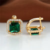 Square Stone Green Zircon Hoop Earrings Cute Female Crystal Birthstone Earrings Boho Gold Color Small Earrings For Women Jewelry - Image 4