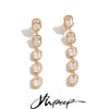 Stainless Steel Cubic Zirconia Rectangle Chain Long Drop Dangle Earrings Temperament Dainty Fantasy Jewelry - Image 1