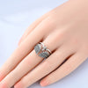 Silver Vintage Angel Wings Cross Double Band Ring Adjustable Open Ring for Women Girls Daily Wear Jewelry Gift - Image 2