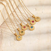Hammered Irregular Birthstone Zircon Pendant Necklace Stainless Steel Choker Necklaces Jewelry Accessories - Image 5