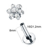 Cubic Zirconia Labret Stud 16G Internally Threaded for Lip Tragus and Helix - Image 2