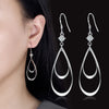 Silver Double Hollow Water Drop Earrings Ladies Party Wedding Jewelry Accessories - Image 1