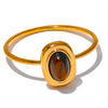 Stone Stainless Steel Oval Thin Chic Ring Women Pvd Plated Jewelry Accessories Gift - Image 7