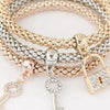 Charm Bracelet Set of 3 with Heart Lock Key and Music Note Charms - Image 4