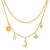 Zircon Water Drop Sun Star Evil Eye Pendant Necklace For Women Gold Plated Stainless Steel Necklace Jewelry - Image 1