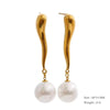 Imitation Pearls Drop Stainless Steel Golden Korean Hoop Earrings Charms Jewelry Gift - Image 24