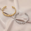 Square Link Stainless Steel Open Cuff Bracelet in Gold-Tone or Silver-Tone - Image 2