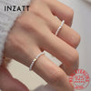 Silver Bead Pearl Chain Square Adjustable Ring for Women Classic Jewelry Minimalist Accessories - Image 1