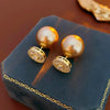 Gold Plated Champagne Imitation Pearl Stud Earrings Women Zircon Nail Earring Personality Charm Reversible Jewelry V1 - Image 5