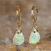 Female White Fire Opal Stone Classic Gold Color Water Drop Earrings Cute Dangle Boho Jewelry For Women - Image 6