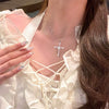 Elegant Crystal Cross Pendant Necklace Silver Color Star Ladies Necklace Party Jewelry Women Gift - Image 2