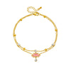 316L Stainless Steel Pink Lotus Flower Anklets For Women Girl Multi-layer Chains Jewelry Gift Party - Image 6