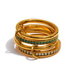 Size 678 White Green Zirconia 4 Layered Stacked Ring Golden Pvd Plated Stainless Steel Jewelry Accessories - Image 7