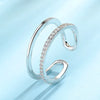 Silver Zircon Adjustable Engagement Rings For Women Wedding Elegant Jewelry Ladies Accessories Gifts - Image 1