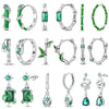 Silver Earrings Green Serpentine Snake Gem Bamboo Joint Hoop Earring For Woman Classic Party Jewelry Lucky Gift - Image 1