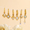Gold Plated Stainless Steel Huggie Hoop Earrings for Women Chic Vintage Natural Stone Charms Jewelry - Image 26