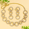 Stonefans Hollow Crystal Round Necklace Earrings Set African Wedding Charm Accessories Rhinestone Party Jewelry Sets for Women
