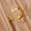 Floral Cuff Bracelet in Stainless Steel with Gold-Tone Finish - Image 1